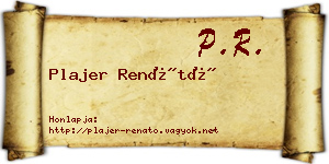 Plajer Renátó névjegykártya